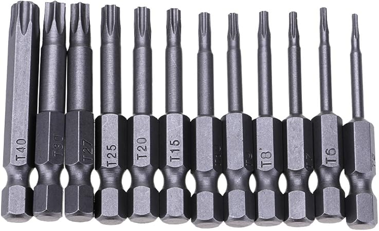 12pcs 50mm Creux Magnetiques A Tete Torx Embouts De Tournevis Electrique Amazon Fr Bricolage