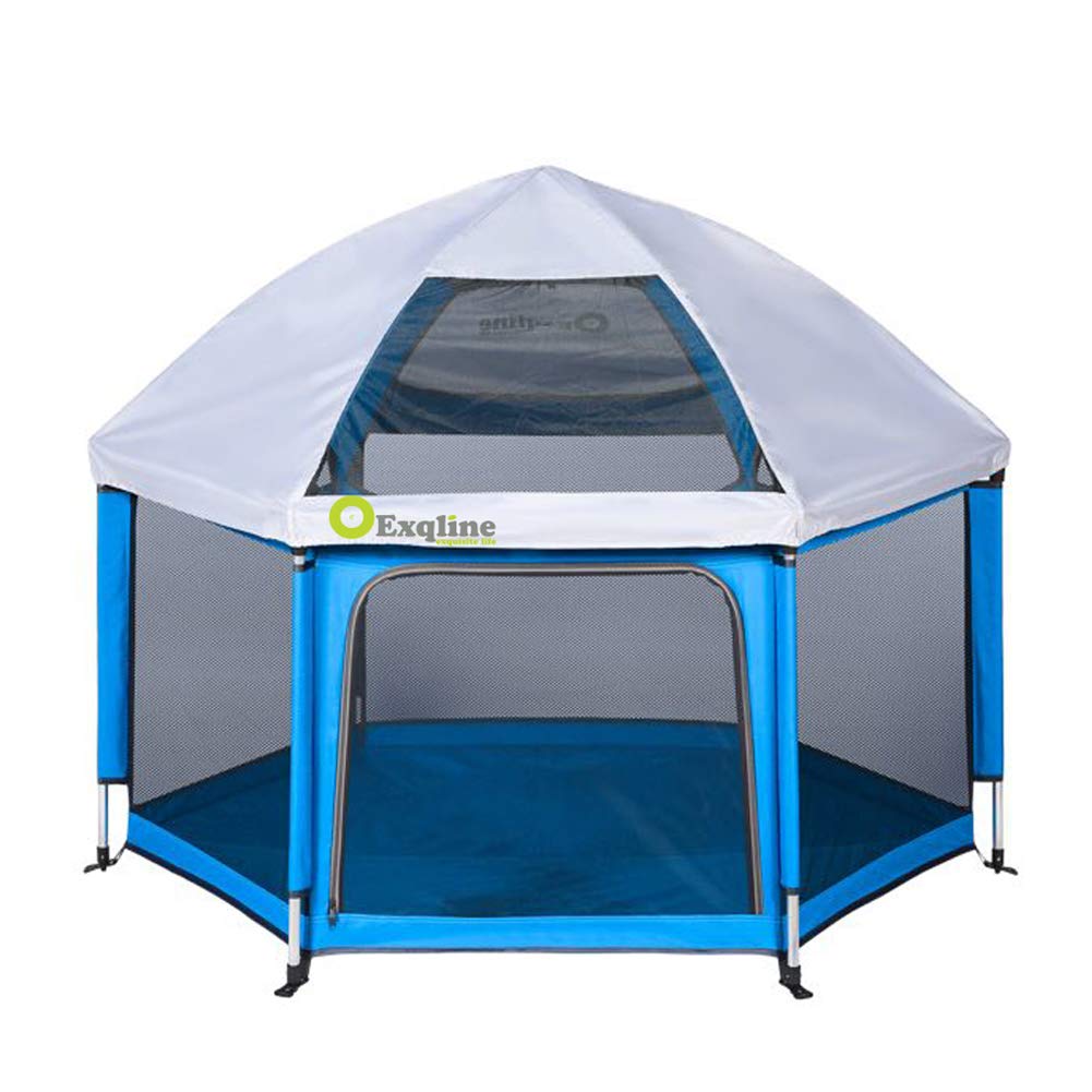 Bleu Parc Enfant Barriere De Securite Enfant 6 Panneaux Avec Pavillon Anti Uv Exqline Parc Bebe Pliable Parc Pour Bebe Interieur Et Exterieur Bebe Puericulture Mobilier Ivex Com Ua