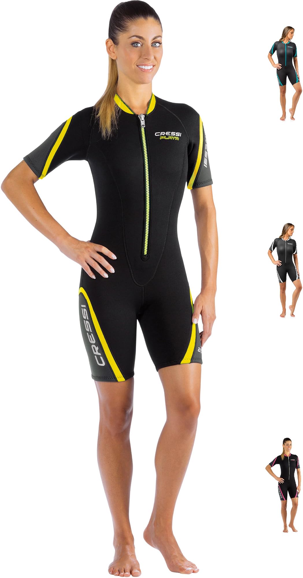 Cressi Women's Shortie Wetsuit Shorty for Snorkeling Diving Swimming Women s, Black Yellow, L UK