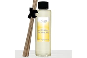 LOVSPA Revitalize Mandarin Lime & Basil Reed Diffuser Oil Refill with Replacement Scent Sticks | Aromatic Citrus Scent with Mandarin Orange, Bergamot, Lime, Basil, Lilac and Vetiver| Made in The USA