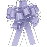 MECCANIXITY 8pcs 4 Inch Large Big Pull Bow Organza Gift Wrapping Bows Ribbon for Wedding Car Baskets Presents Christmas Bow, Purple