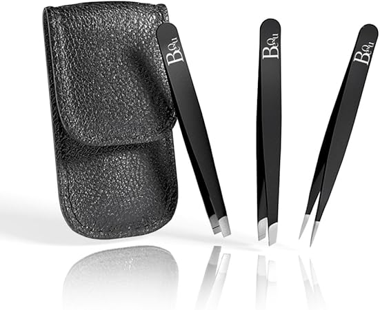 Amazon Bequ 毛抜き レザーケース付 高級ステンレス製 ピンセット 処理 3セット Bq 001 ブラック Bequ ビューティー 通販