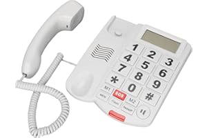 Big Button Phone, Wired Big Button Landline Phone for Elderly, Amplified Phones for Hearing Impaired Seniors, One Touch Diali
