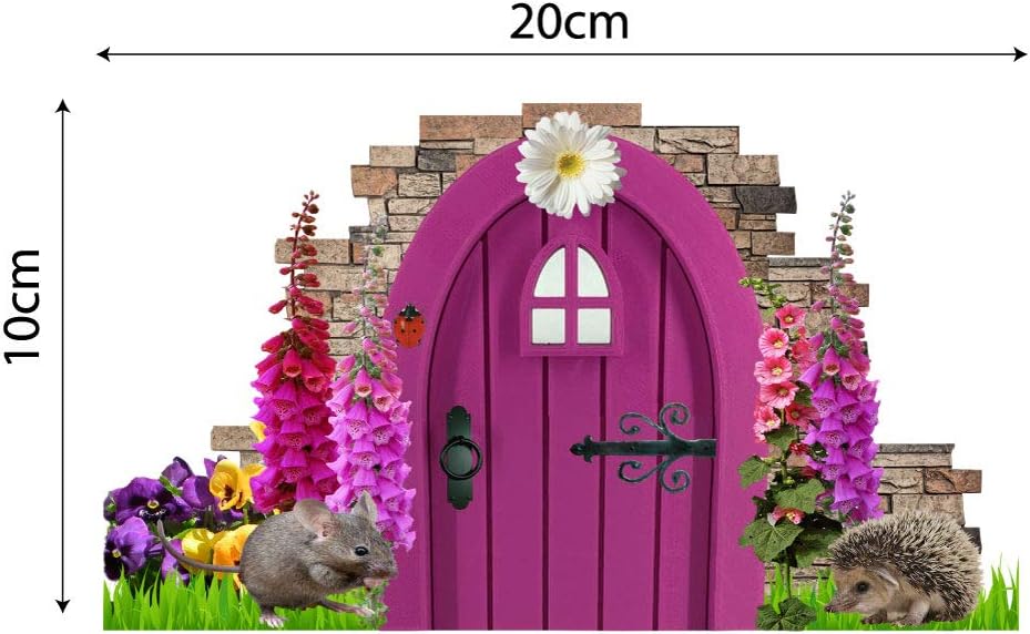 60 Second Makeover Limited Full Colour Purple Fairy Garden Pixie Door Wall Stickers Decal Foxgloves Hedgehog Mouse Fairy Door Wall Sticker Self Adhesive Vinyl Decal - Image 3