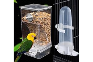 KENOND No Mess Automatic Bird Feeder Transparent Food Container Cage Drinker，for Small Birds Parrot Cockatoo Canary Squirrel Finch Lovebirds Budgies