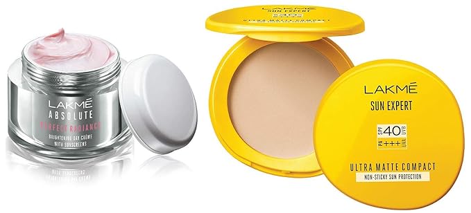 Lakme Perfect Radiance Fairness Day Creme 50 g & Lakme Sun Expert Ultra Matte SPF 40 PA+++ Compact, 7g