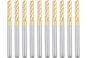 uxcell 10Pcs 3mm Titanium Coat Carbide End Mill Engraving Milling Cutter CNC Router Bits for PCB Machine, 1/8" Shank