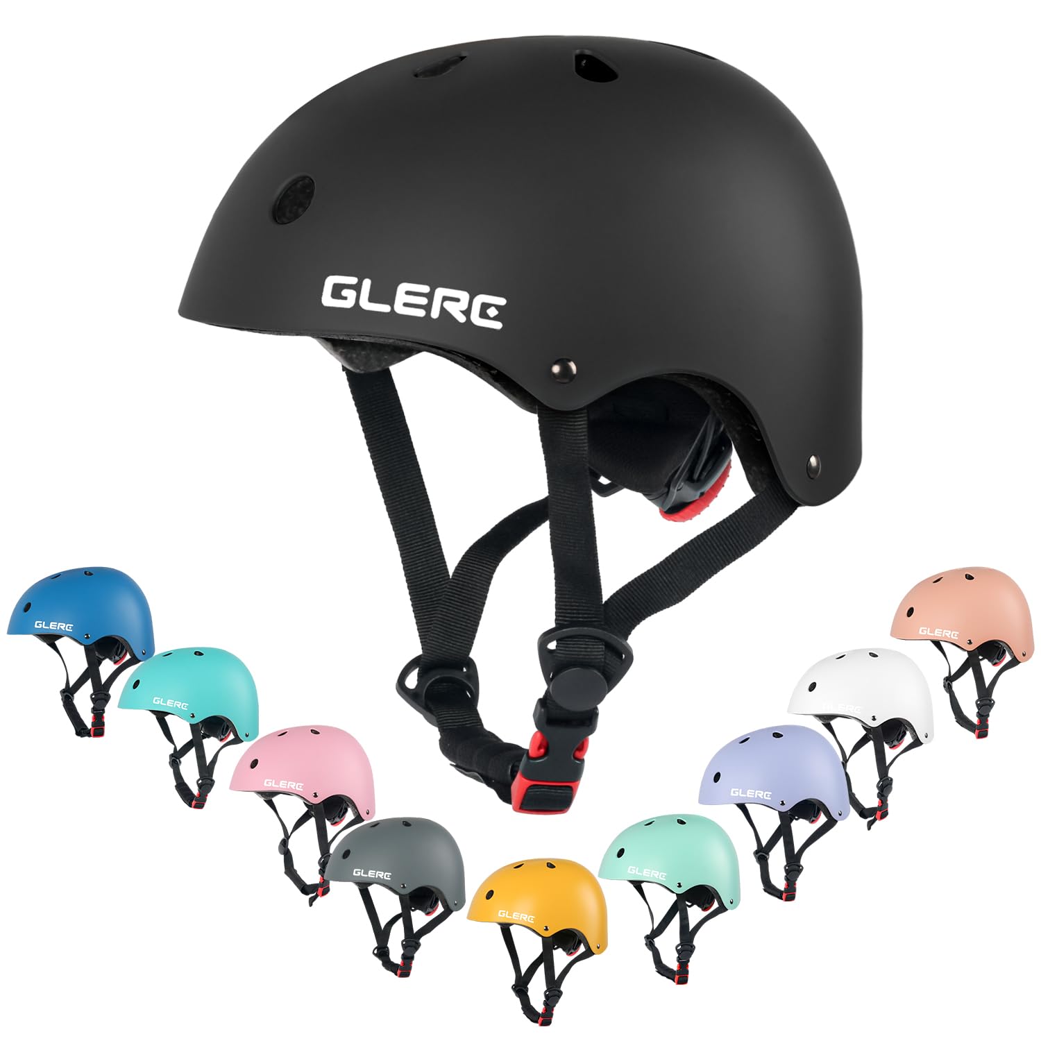 Glerc Kids Multi-Sport Helmet for Boys & Girls Ages 3 4 5 6 7 8, for Bike, Scooter, Skate & More, Adjustable Size S, Black — image 1