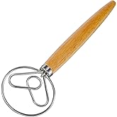ANMIOU Danish Dough Whisk Dutch Bread Mixer Stainless Steel Hook Wooden Handle Baking Tools for Sourdough Pizza Pastry Cake Batter Making