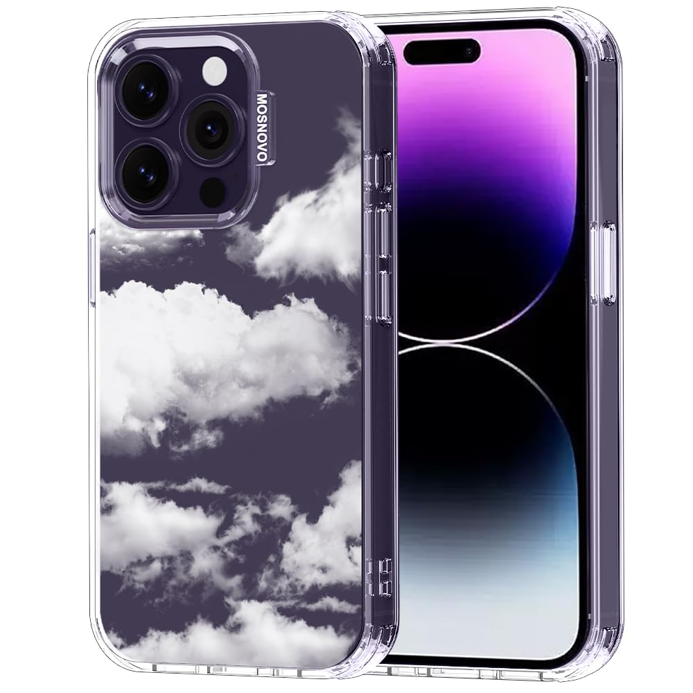 MOSNOVO Case for iPhone 14 Pro, [Buffertech 6.6ft Military-Grade Drop Protection] [Anti Peel Off Tech] Clear TPU Bumper Phone Case Cover Design - Cloud — image 1