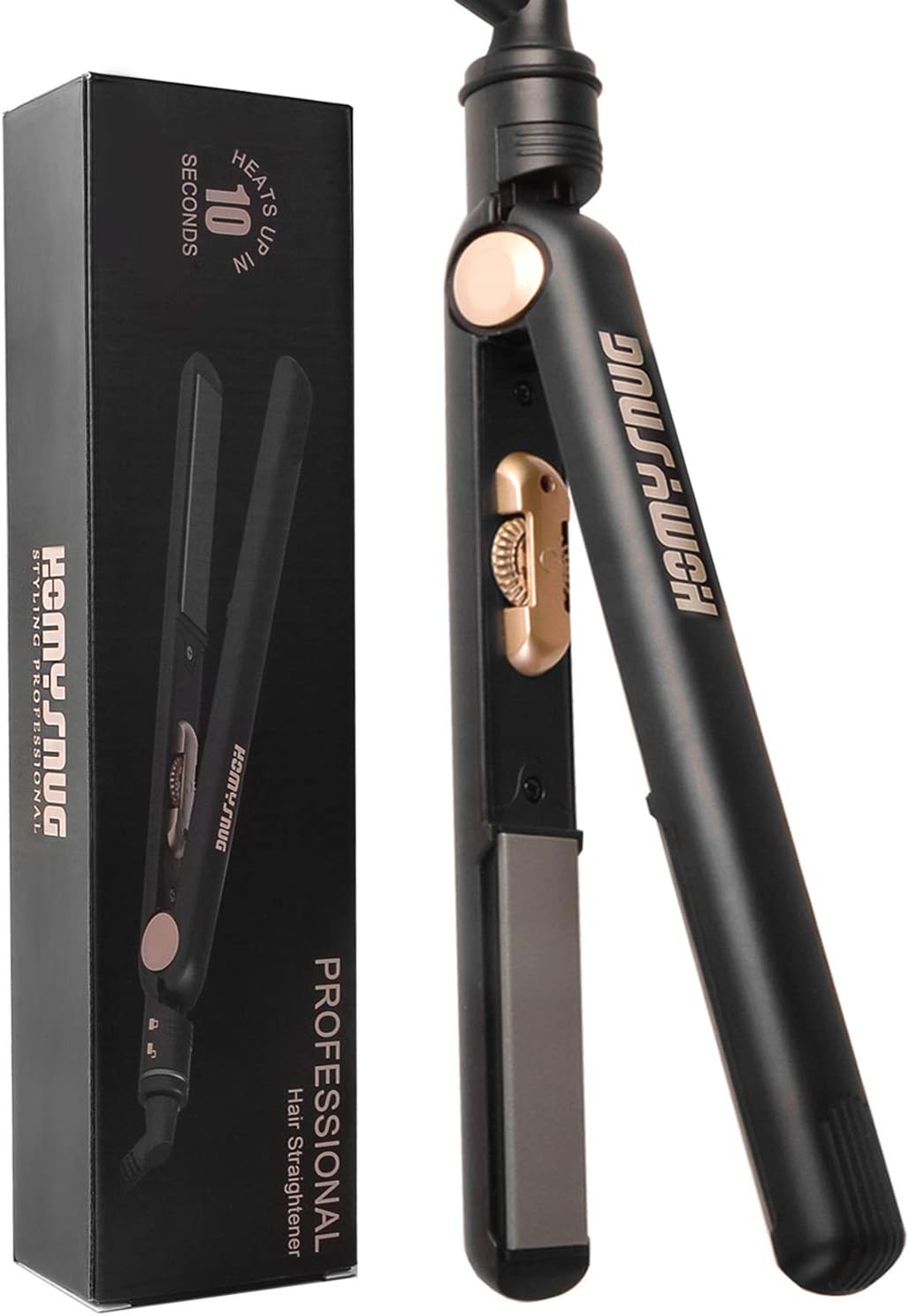 Flat Iron, HomySnug Professional Hair Straightener, 10s Get Salon Heat 450โ, Tourmaline Ceramic Flat Iron, Straightening and Curling 2 in 1 for All Hair Types, 1 inch
