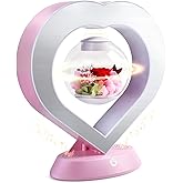 LoveLin Heart Preserved Rose Flowers with Bluetooth Speakers, 5W Pink Magnetic Levitation Table Lamp with Variable Color LED Light, Unique Forever Flower Gift for Women, Girls, Mother and Grandma