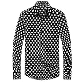 Allegra K Men 100% Cotton Polka Dots Long Sleeve Slim Fit Dress Shirt