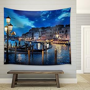 Grand Canal in Sunset Time, Venice, Italy - Fabric Wall Tapestry Home Decor - 51x60 inches