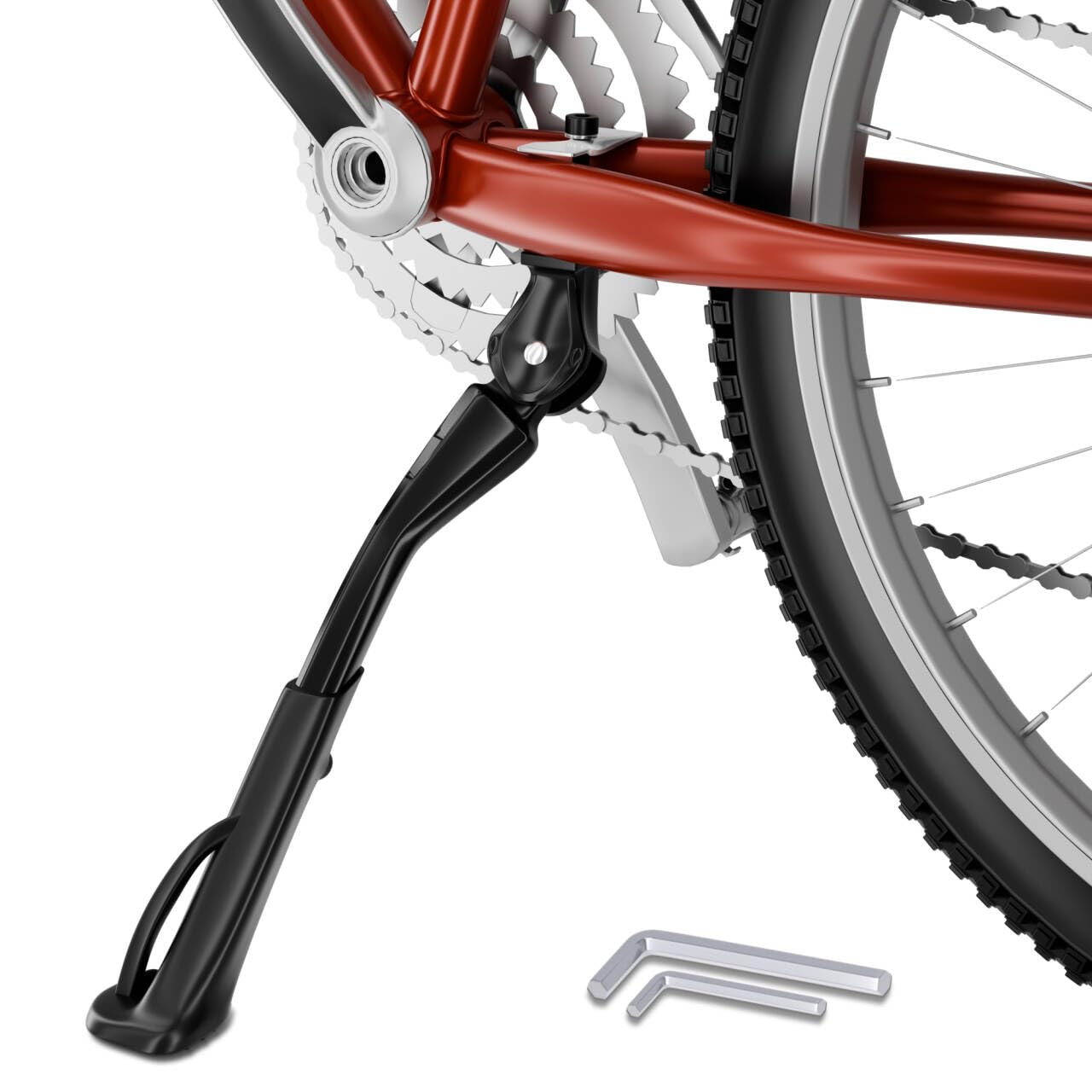 NICEDACK Bike Kickstand 26-29 inch, Center Mount for Bicycles&Universal&40mm Hole Spacing, Adjustable Bicycle Kickstands, Aluminum Alloy Kick Stand Bike Kickstand (Center support footrest)