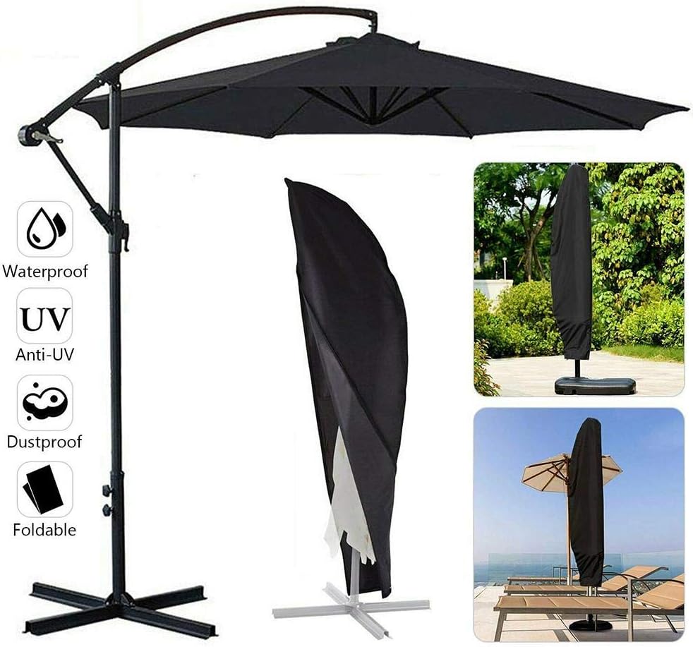 Raword Patio Umbrella Cover For 9ft To 11ft Waterproof Offset Parasol Cantilever Umbrella Cover With Zipper Used For Outdoor Garden Hanging Black Amazon Co Uk Kitchen Home