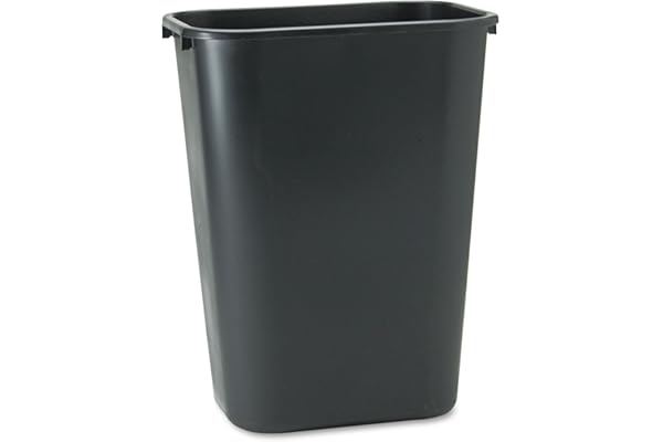 Rubbermaid Commercial Wastebasket Trash Container, 41QT/10.25 GAL, Ideal for Home/Office/Under Desk, Durable, Stackable, Black (FG295700BLA)