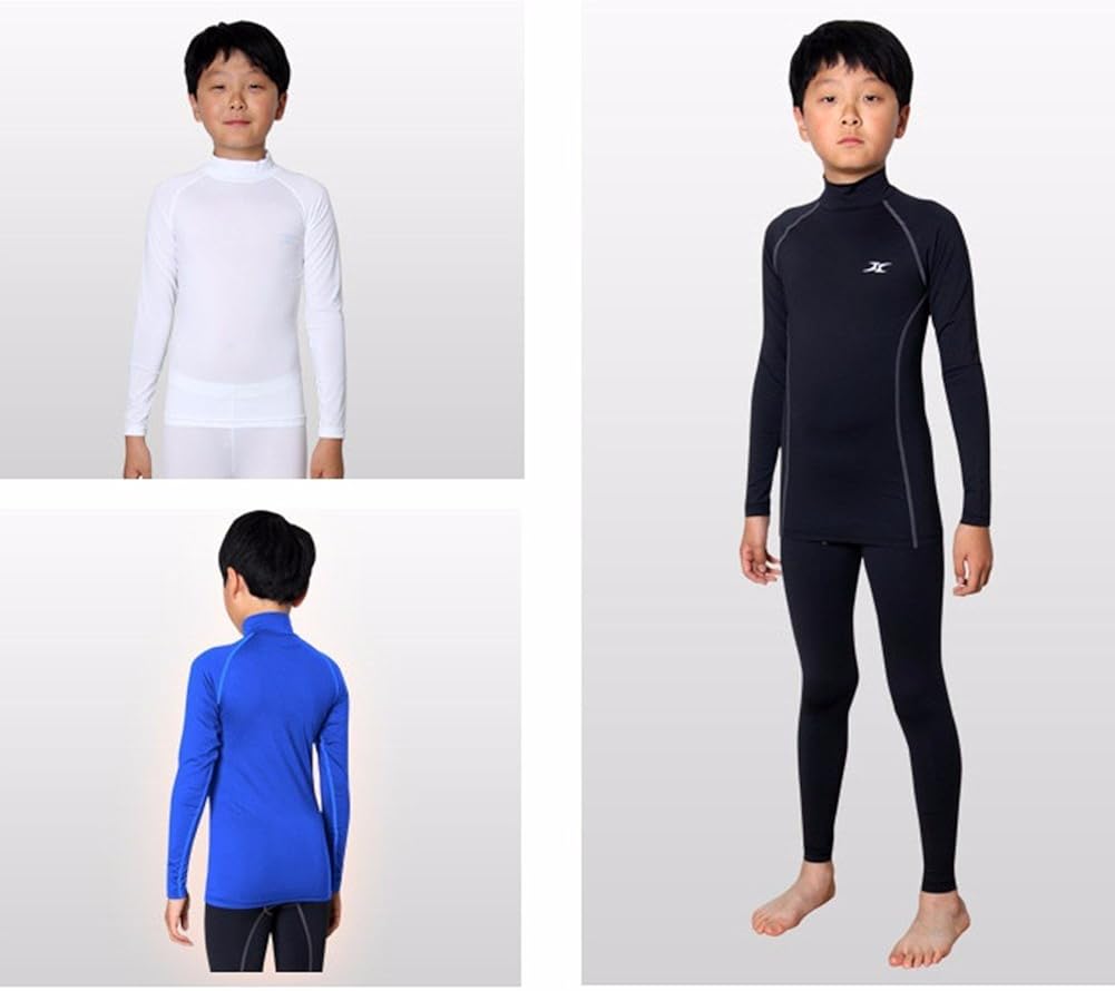 Thermal Underwear Kids Mock Turtleneck Shirts Compression Tops Base Layer NLK: Clothing