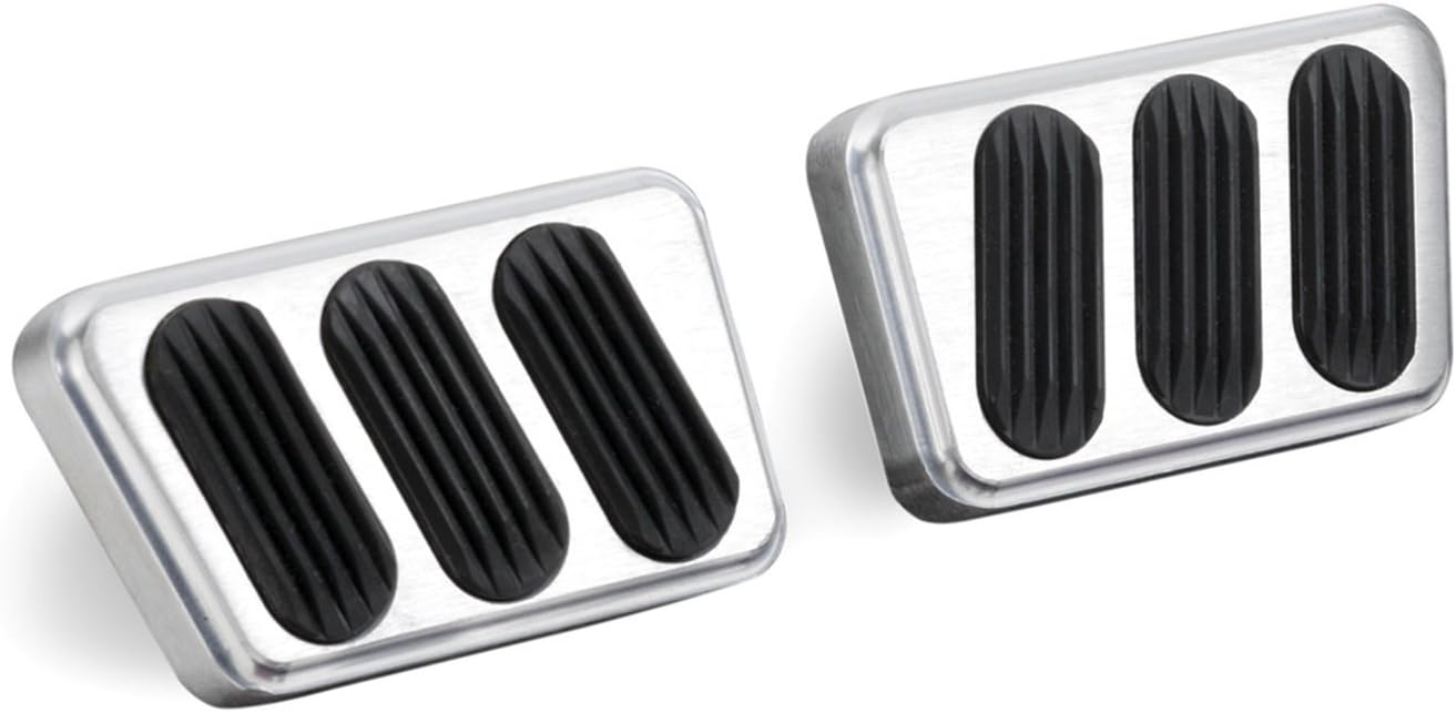 Lokar BAG-6121 Brushed Billet Aluminum Manual Brake/Clutch Pad with Rubber - Pair