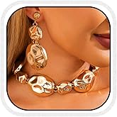 CLOACE Chunky Choker Necklace Set Gold Thick Necklaces Earrings Sets Punk Cuban Jewelry Accessories for Women