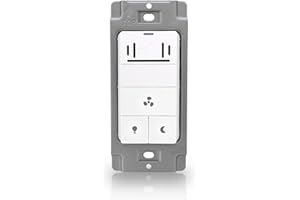 Akicon Humidity Sensor and Light Switch for Bathroom Exhaust Fan, Ventilation Fan, LED Light, Night Light, Air Moisture Control,Timer Switch for Bathroom Fan, 3A, UL Listed, White