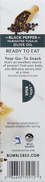 BUMBLE BEE PRIME PROTEIN ON THE RUN TUNA SNACK KIT – GOURMET TUNA MARINATED IN OLIVE OIL & BLACK PEPPER WITH CRACKERS AND SERVING UTENSIL – 19G OF PROTEIN PER SERVING