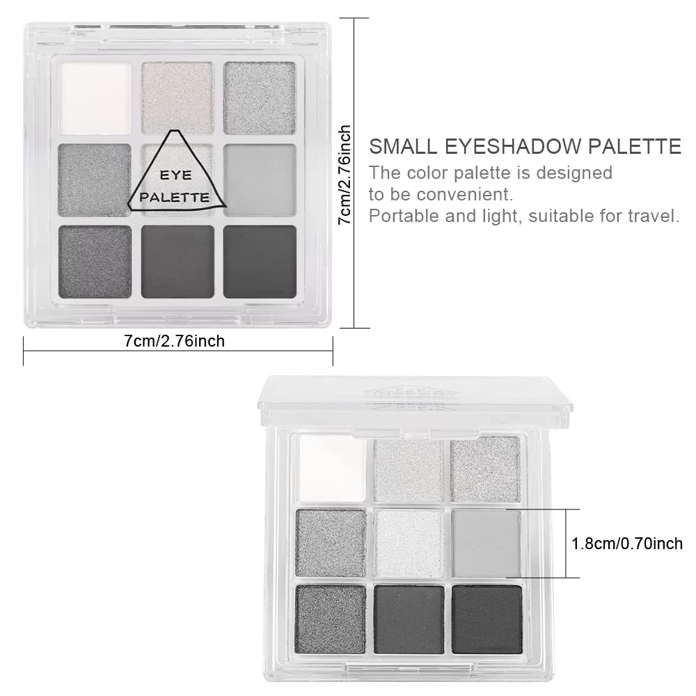 AMY'S DIARY Black Smokey Silver Glitter Shimmer Eye Eyeshadow Makeup Palette,9 Colors Cool Toned Matte Glitter Make Up Black Radiance Eyeshadow Palette Sombras De Ojos Profesional(A)