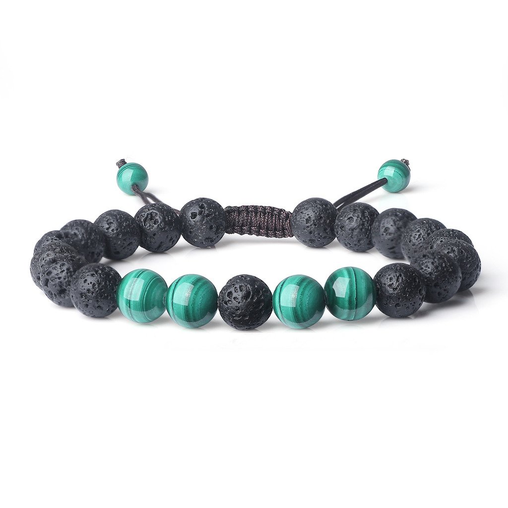 COAI Lava Stone Beaded Bracelet for Men Women, Malachite Bracelet