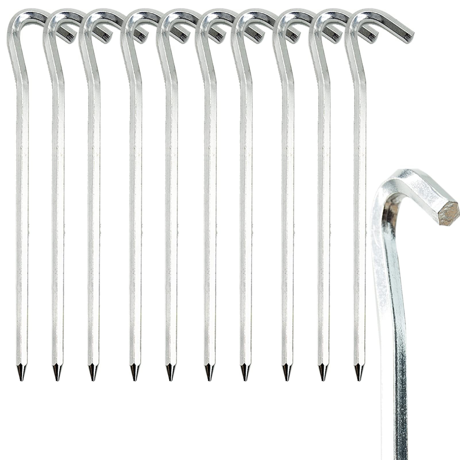 SZXMDKH Tent Pegs - 10 PCS 18cm Metal Heavy Duty Tent Hooks - Aluminum Alloy Camping Hard Ground Pegs for Tarpaulin, Football Net, Hiking Traveling and Outdoor Hard Ground