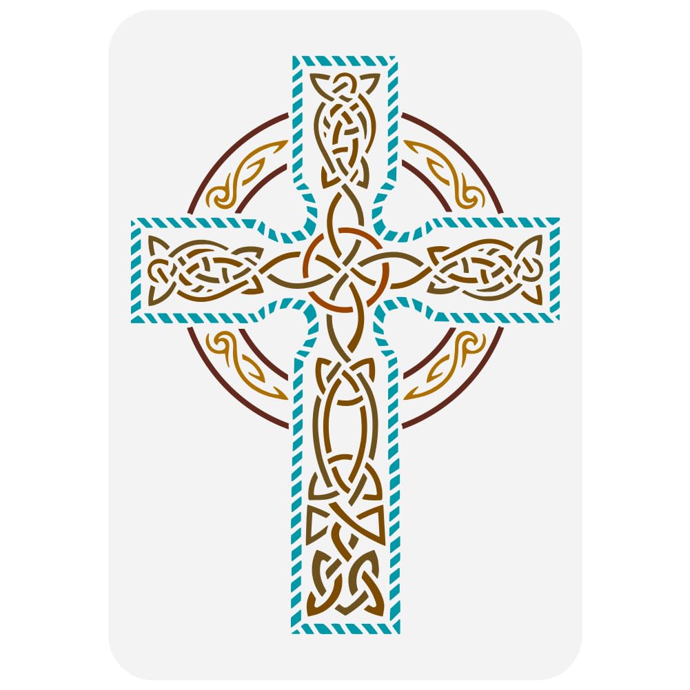 FINGERINSPIRE Viking Cross Painting Large Stencil 21x29.7cm PET Celtic Knot Spraying Big Stencil Viking Symbol Drawing Template Scandinavian Cross Stencil Viking Themes Decor Template for Home Decor