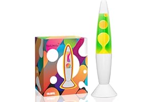 FineLiMoLa White Base 14'' Magma Liquid Motion Lamp with Green Liquid and Yellow Wax for Adults Kids Night Light Lamp Decoration for Living-Room Bedroom Christmas Thanksgiving Day (2 Bulbs Included).