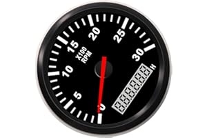 Keenso Marine Tachometer Gauge, 85mm/3.35in RPM Tacho Gauge 3000RPM IP67 Water Proof Tacho Mter with LCD Hourmeter Red Backli