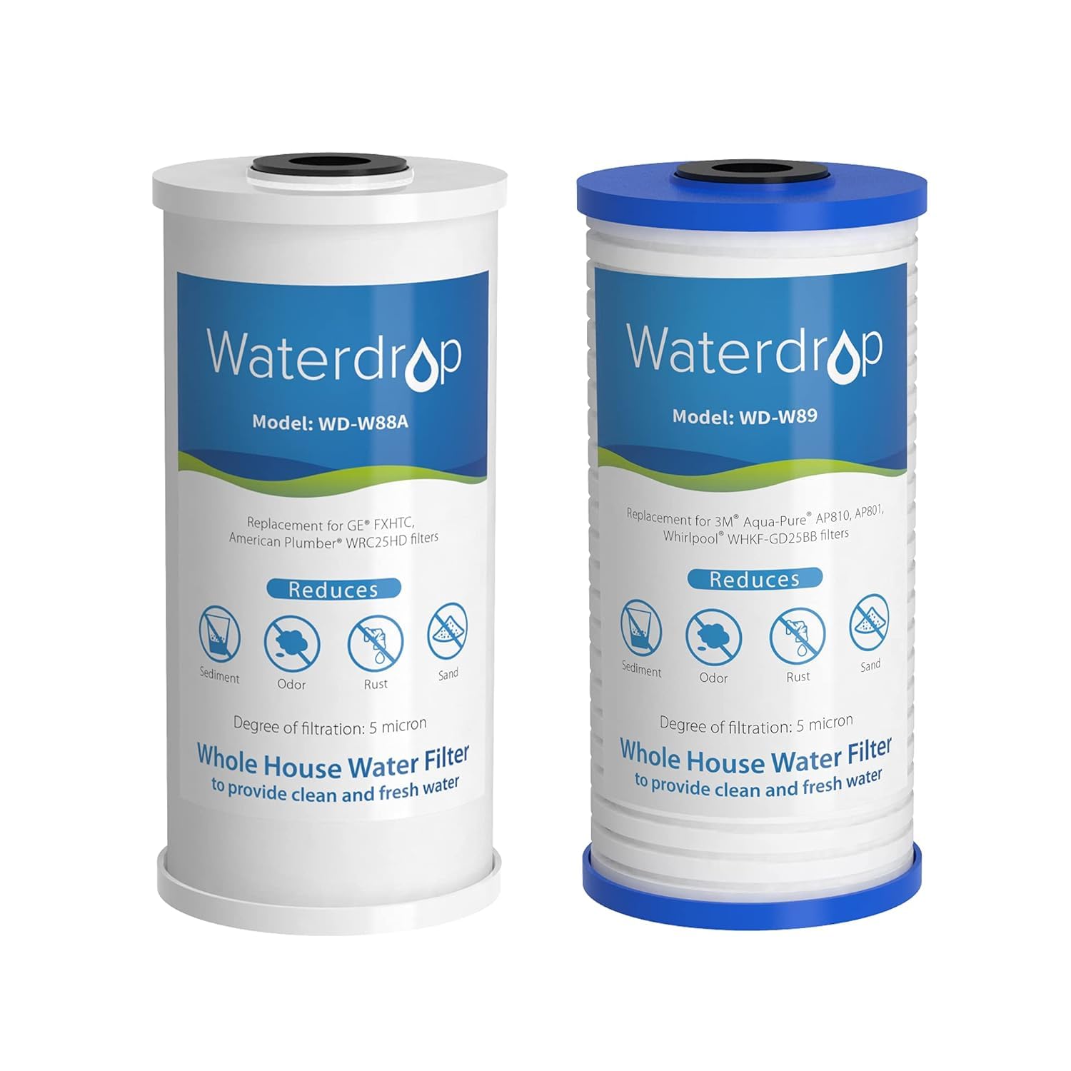 Waterdrop 10" x 4.5" Whole House Water Filter, Replacement for WD-WHF21-PG Whole House Water Filter System