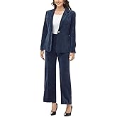 Lamgool Women's 2 Piece Corduroy Suit Set - Business Casual Blazer & Wide Leg Pants for Professional Work Office Outfits