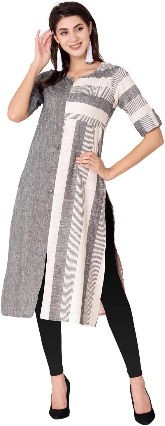 Kurtas for Womens Chambray Straight Kurti (Grey)
