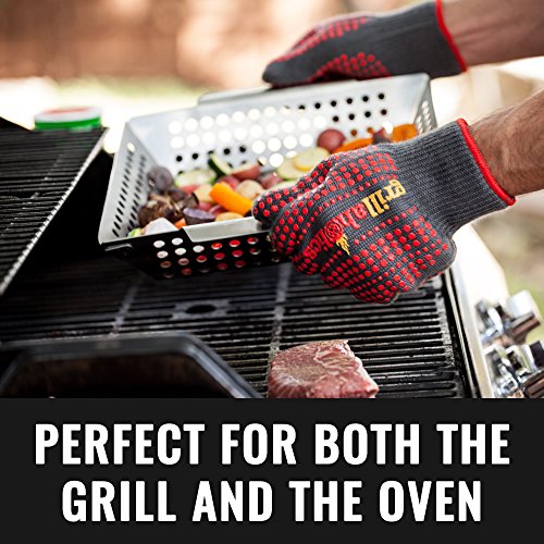 Grillaholics Barbecue Gloves, Top Cooking Gloves in Barbeque Grilling Accessories, 660°F Heat Resistant with ThermoMatrix Silicone, Protect Your Hands with BBQ Oven Mitts - Thumbnail 6