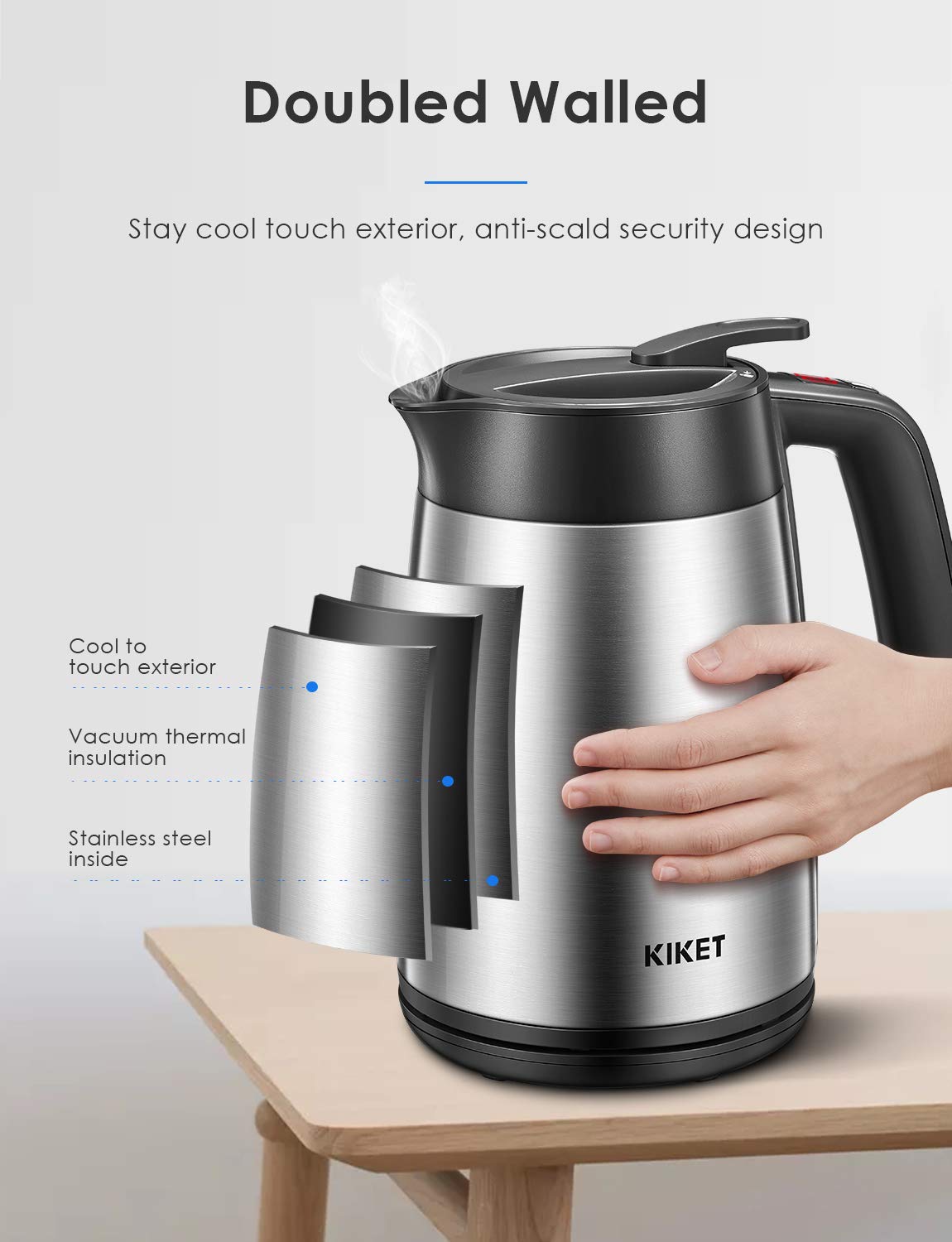 Electric Kettle Temperature Control 1.7L Insulated Electric Tea Kettle