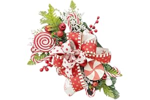 GANAZONO Christmas Door Wreath Christmas Teardrop Swag Lollipop Pine Red Berry Swags Mailbox Swag Front Door Wreath for Holiday Christmas Decorations Christmas Lollipop Ornaments
