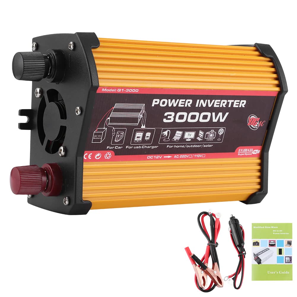 Photo 1 of 3000W Power Inverter Auto AC Converter Modified Sine Car Adapter Converter with Dual USB Port Outlet Fast Charging (12V to 110V)