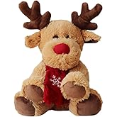 Toyvian Reindeer Stuffed Animal: 11.4 Inch Soft Christmas Elk Stuffed Plush Toy - Cashmere & PP Cotton Material - Cute Rudolph Reindeer Deer Doll for Christmas Home Decor (Sitting Position)
