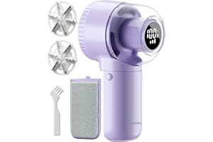 coldSky Fabric Shaver, 𝟮 𝗶𝗻 𝟭 Lint Remover with Brush, 1200mAh Sweater Shaver with Digital Display,3 Speeds Lint Shaver, 6-Leaf Blades Lint Remover for Clothes, Sofa, Bedding,Purple
