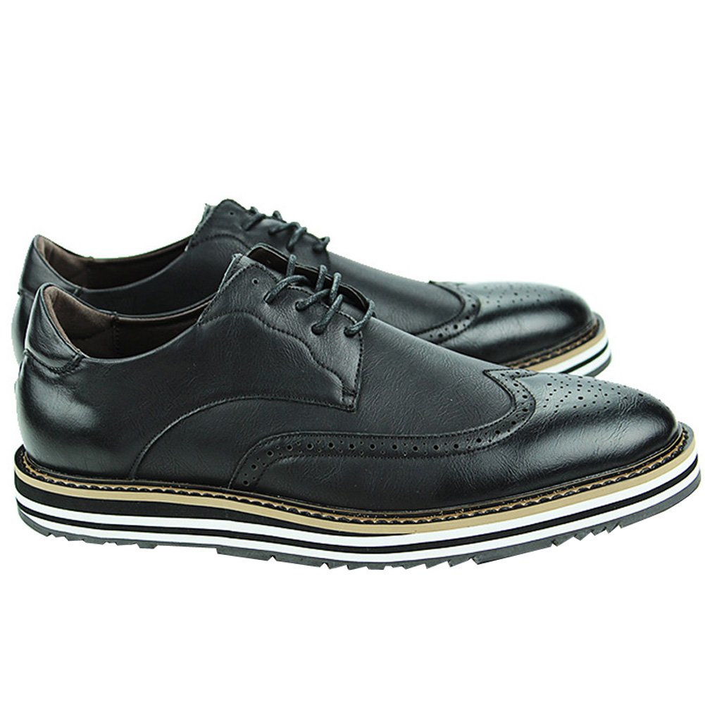 Odema Men's Classic Leather Oxford Wingtip Lace Up Dress Shoes Bridegroom Oxfords Black US6.5 US7 - Image 6