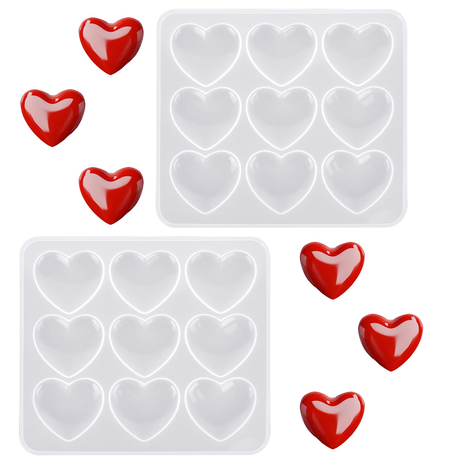 Bewudy 2 Pcs Heart Shape Resin Molds - Silicone Mould for Jewelry Making Keychain Crafting Project