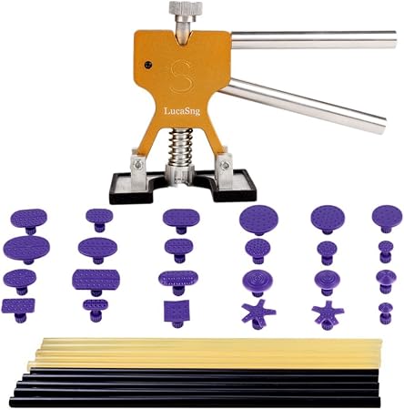 Amazon Co Jp Lucasng 35点 昇降式車体凹み修復ツール 自動車凹み修復ツール 凹み直しセット ゴールド 24吸盤 10胶棒付き 車 バイク