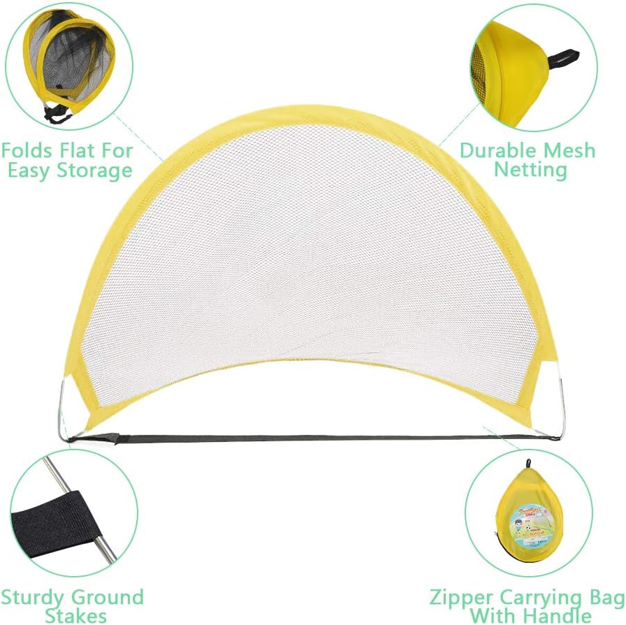PIETFIU Pop Up Soccer Goal Kids Soccer Net for Backyard, Easy Fold-Up Soccer Training Net with Carrying Bags, children Soccer Goals Instant Soccer Play Portable 4 FT－Kids Soccer Training Nets Set of 2 : Sports & Outdoors