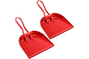 Mumufy 4 Pack 12 inch Heavy Duty Metal Dustpan Large Wide Dust Pans for Household Handheld Wide Scooper and Debris Cleaning Tool Ideal for Home and Commercial Use(Red)