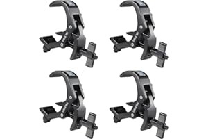 Truss Clamp Stage Light Clamp, 4PCS GZhuoNan Professional 38-60 mm Aluminium Black Light Clamps with TUV Certified, Heavy Duty 220LB Lighting Clamps, Fit for 1.5-2.4 Inch OD Tube/Pipe