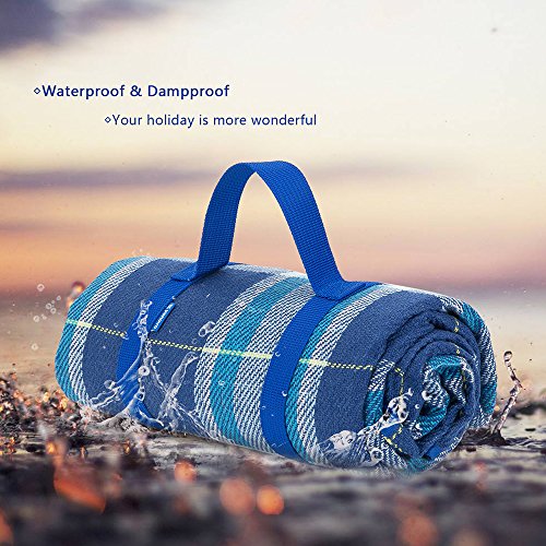 YONOVO Outdoor Water-Resistant Acrylic Picnic Blanket for Camping Beach Outdoor (Blue-A-1.5M) - Thumbnail 5