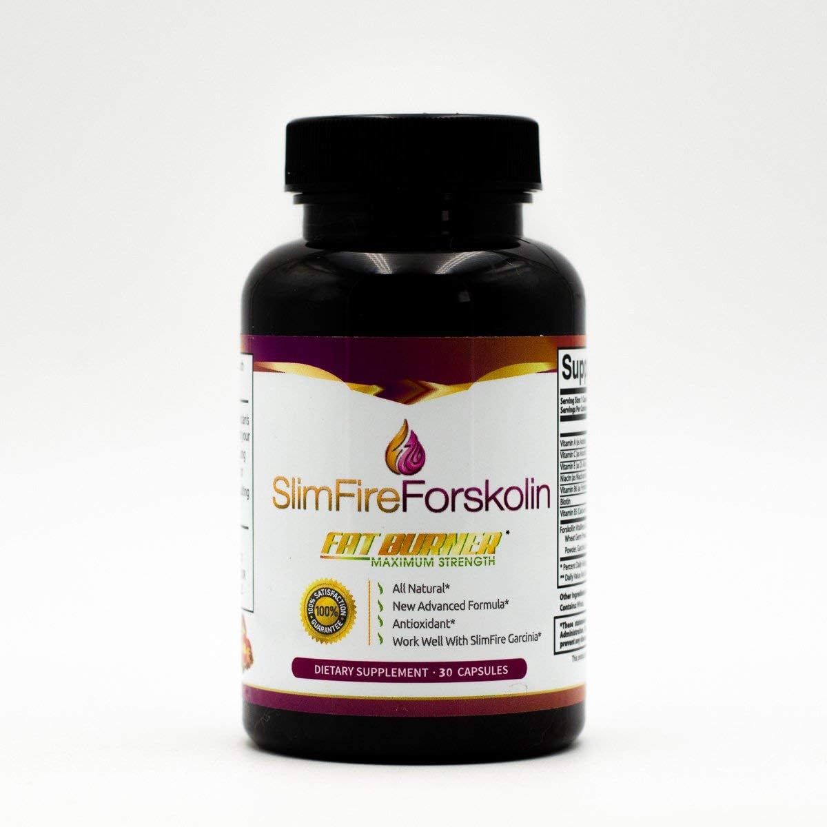 Slim Fire Forskolin- Maximum Strength Fat Burner- 100% Natural, Pure, Potent Ingredients(Best Coleus Forskohlii on the Market) - Safe Weight Loss Supplement for Women & Men- 30 Capsules