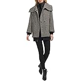 Kenneth Cole Women's Inner Quilted Bib Novelty Tweed Wool Coat